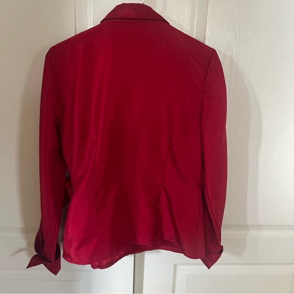 JM Collection Red Wrap Blouse - Picture 3 of 4